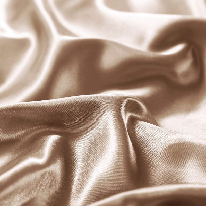 AiMay 3 Piece Satin Duvet Cover Set Bedding Sets Luxury Rich Silk Silky Super Soft Solid Color Reversible Stain-Resistant Wrinkle Free (Queen, Taupe) - Image 4